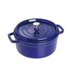 Cocotte en fonte ronde Staub, trois couches d'émail 5,2 l, bleu foncé