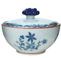 Coffret cadeau Bol avec couvercle Ostindia 35 cl, Bleu-blanc