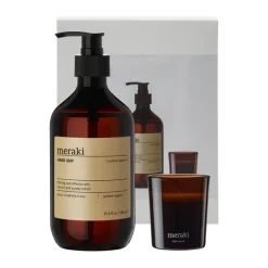Coffret-cadeau Meraki savon pour les mains et bougie parfumée, Northern dawn + dark wood