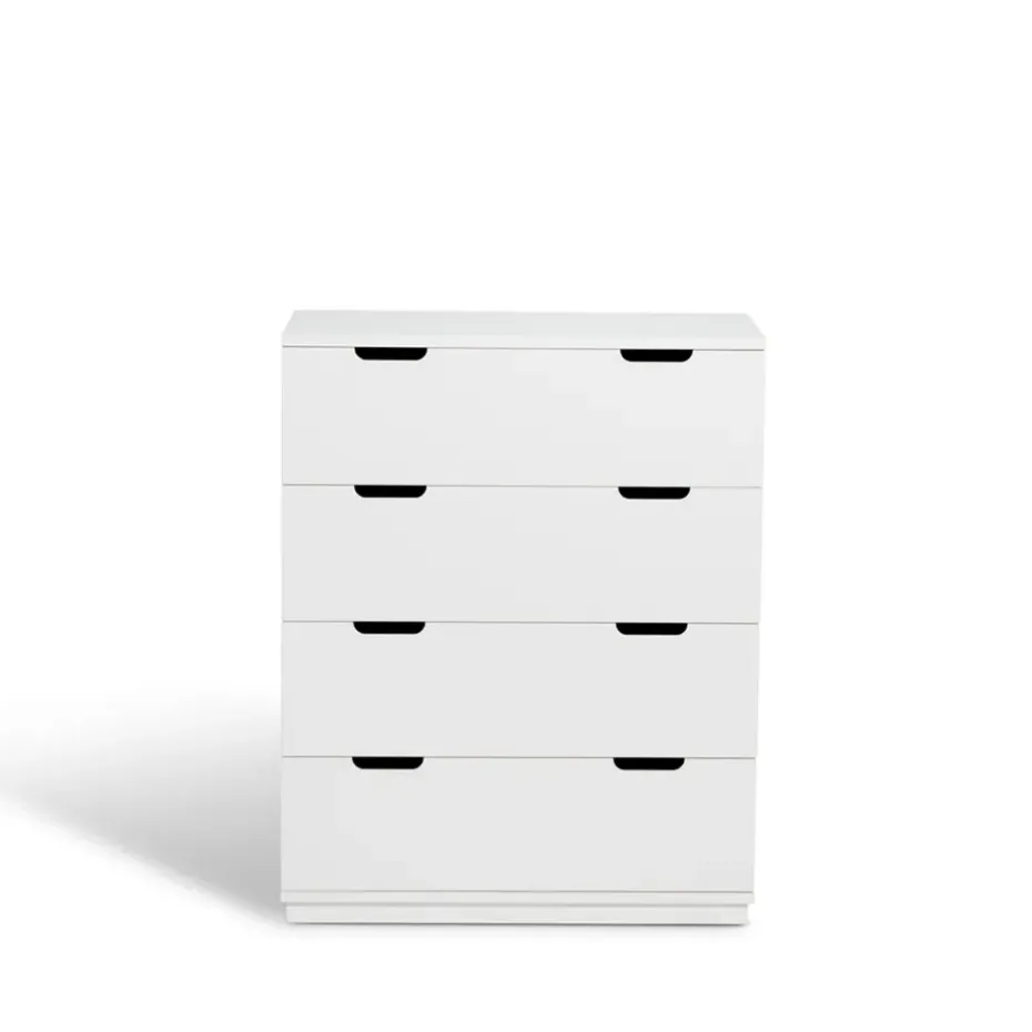 Commode Aoko 4 tiroirs, Blanc laqué