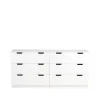 Commode Aoko double 6 tiroirs, Laqué blanc