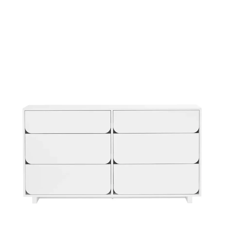 Commode double Vidja, laqué blanc, 6 tiroirs