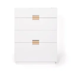 Commode Frame High, white, cuir natural