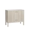 Commode Prio basse, bouleau huilé blanc, porte en bois