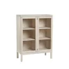 Commode Prio haute, bouleau huilé blanc, porte en verre