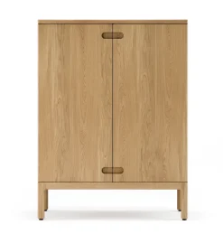 Commode Prio haute, chêne huilé naturel, porte en bois