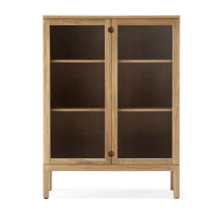 Commode Prio haute, chêne huilé naturel, porte en verre
