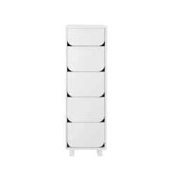 Commode étroite Vidja 5 tiroirs, Laqué blanc