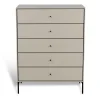 Commode Volt 5 tiroirs beige, Détails en noir