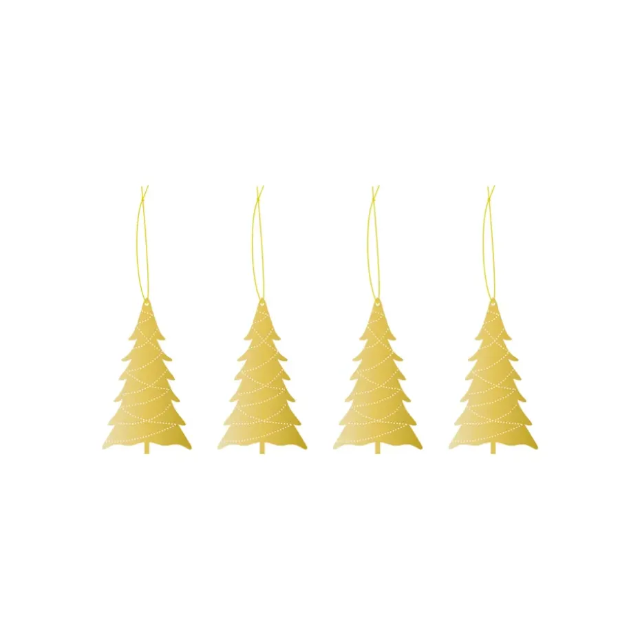 Cooee Décoration de Noël Laiton Lot de 4, Tree