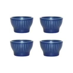Coquetier Groovy Lot de 4, Blue stoneware