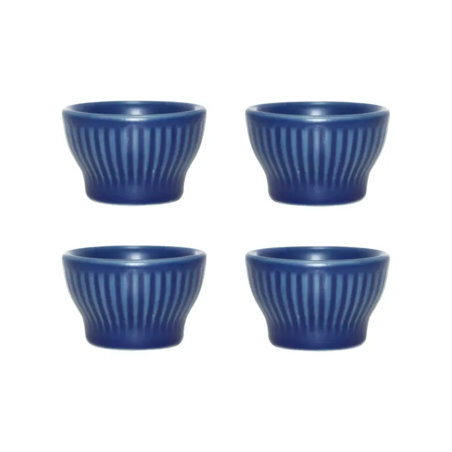Coquetier Groovy Lot de 4, Blue stoneware