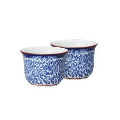 Coquetier Ostindia Floris Lot de 2, Bleu-blanc