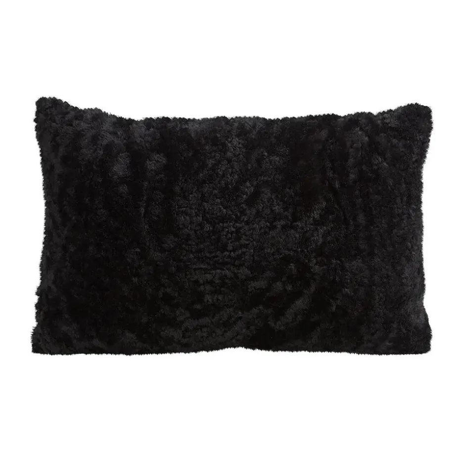 Coussin en peau de mouton Shepherd Lina 60 x 40 cm, noir