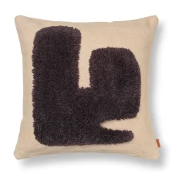Coussin Lay 50x50 cm, Sable / Brun foncé