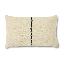 Coussin Natural wool striped 30x50 cm, White