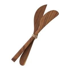 Couteau à beurre en teck 2 pièces, Marron