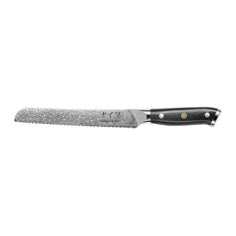 Couteau à pain Damascus By Hâws 33 cm, Noir-acier inoxydable