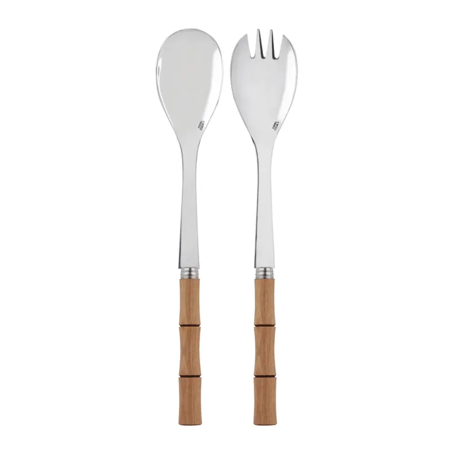 Couverts à salade Bamboo Shape, 2 pièces, Light wood laminated