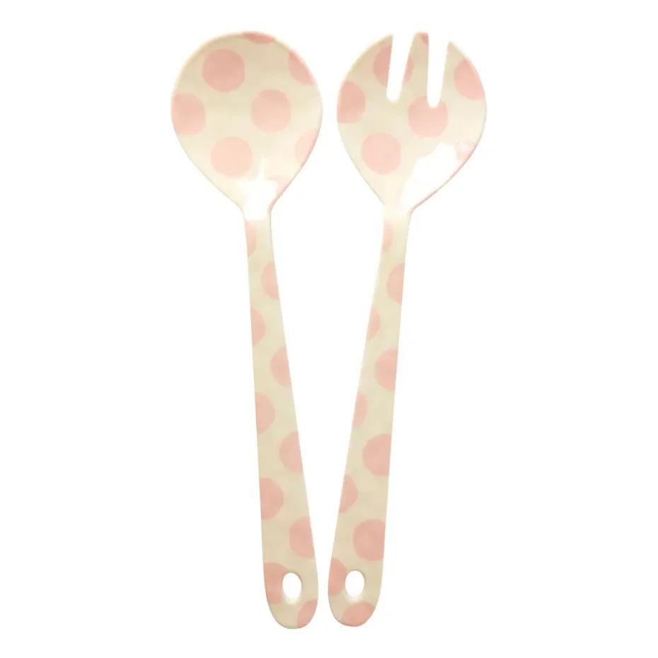 Couverts à salade en mélamine Rice 2 Pièces, Pink dots