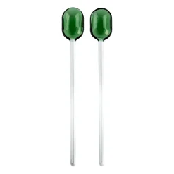 Couverts à salade verre lot de 2 Muurla, Green-clear