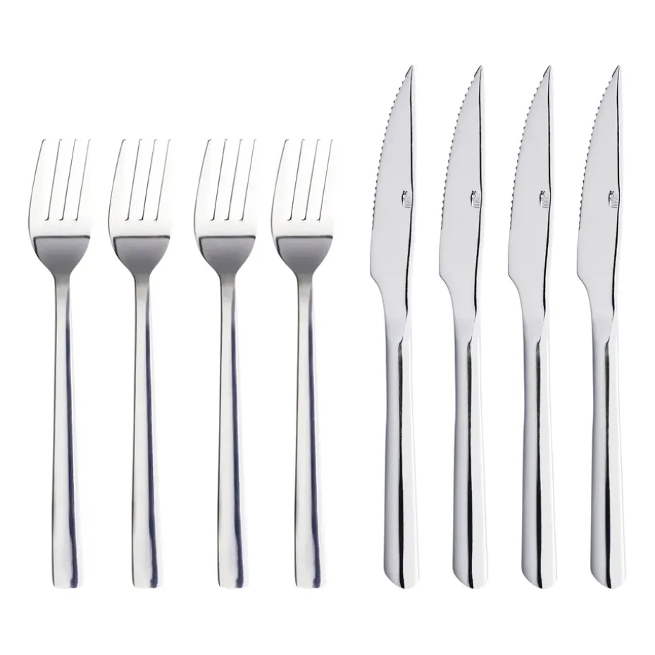 Couverts à steak Raw 8 Pièces, Acier inoxydable poli brillant