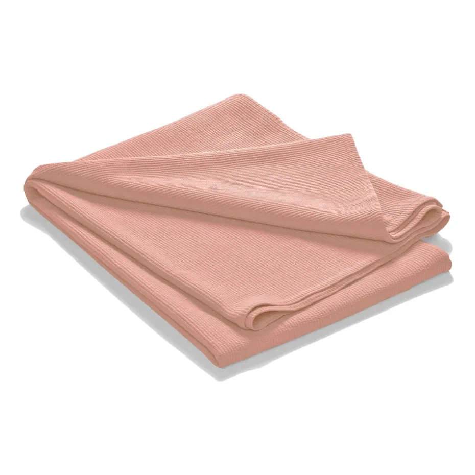 Couvre-lit en coton délavé Stripe 260x260, Rose poudreux