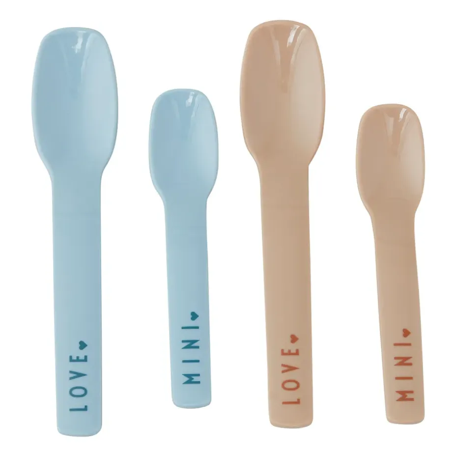 Cuillère favorite mini Design Letters 4 Pièces, Light blue