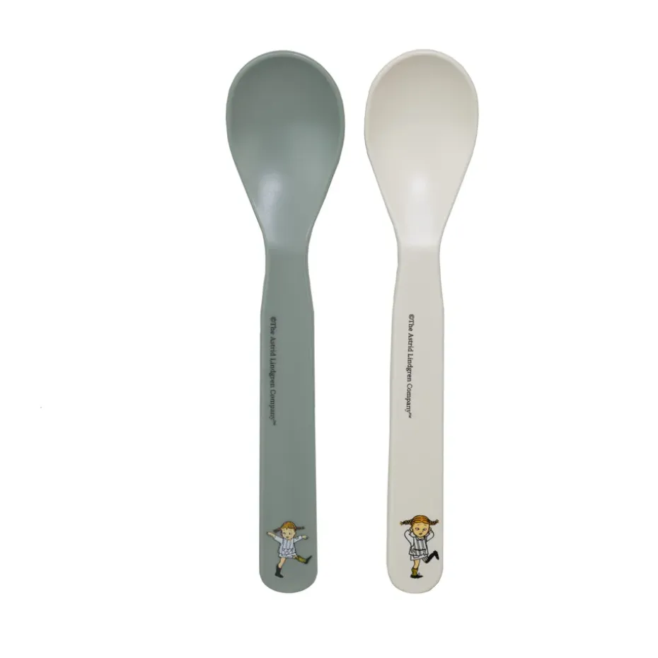 Cuillères Pippi Cirkus, lot de 2, Vert-blanc