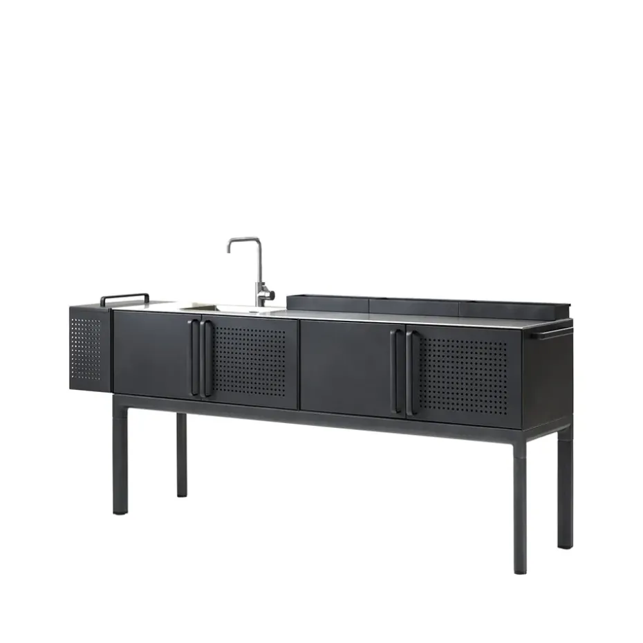 Cuisine extérieure Drop, Lava grey, incl. bac et robinet