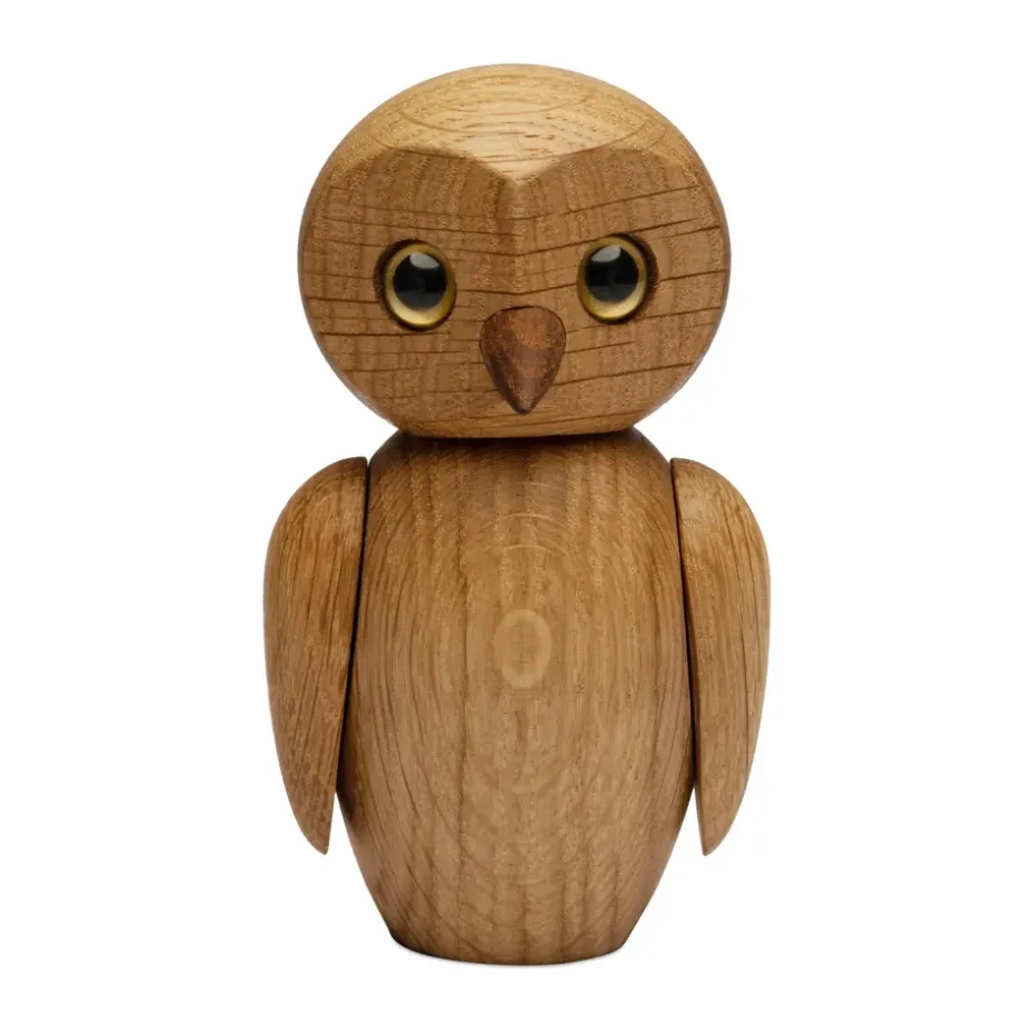 Décoration chouette Clever 10 cm, Chêne