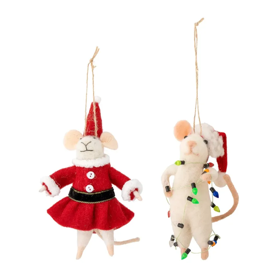 Décoration de Noël souris Peo 2 pièces, Blanc-rouge