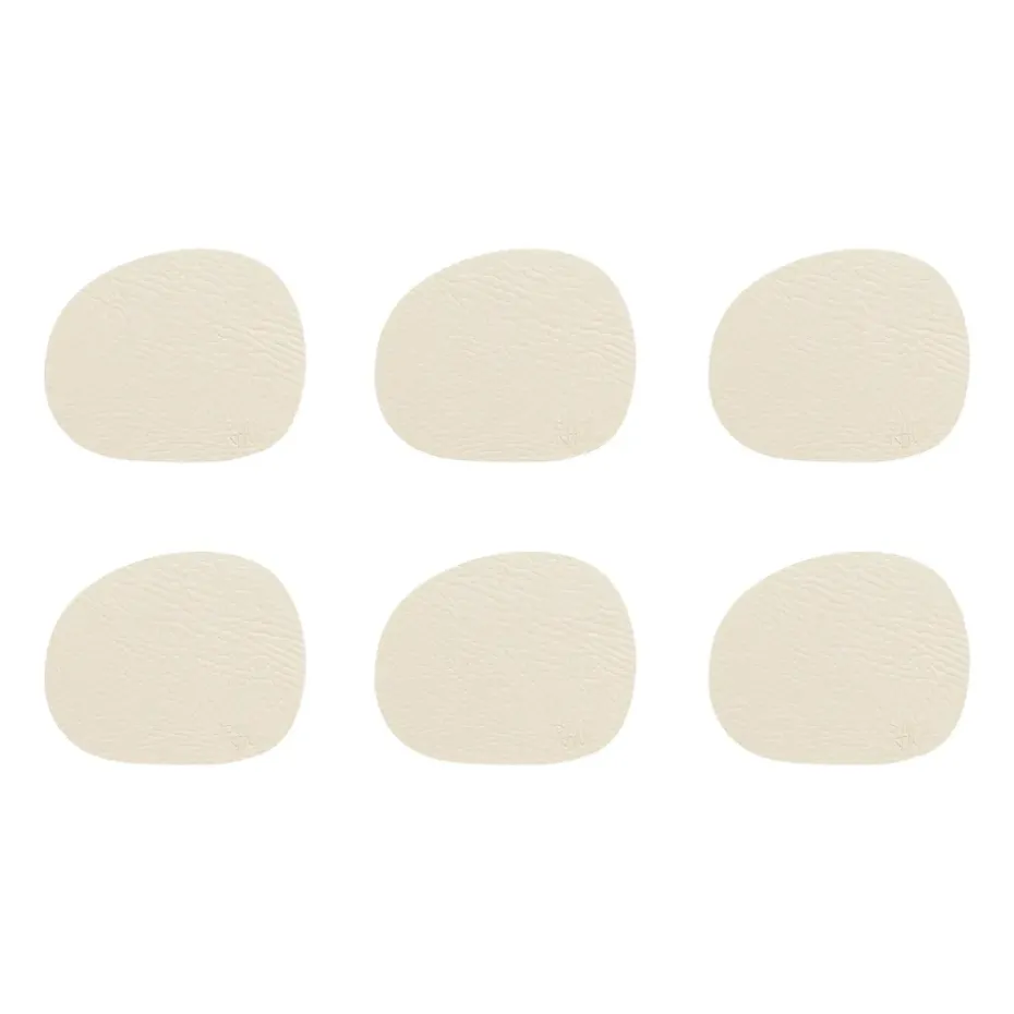 Dessous de verre Raw cuir lot de 6, Wam nude (beige)