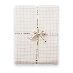 Drap-housse Gingham Sky Blue Muslin, 180x200x30 cm