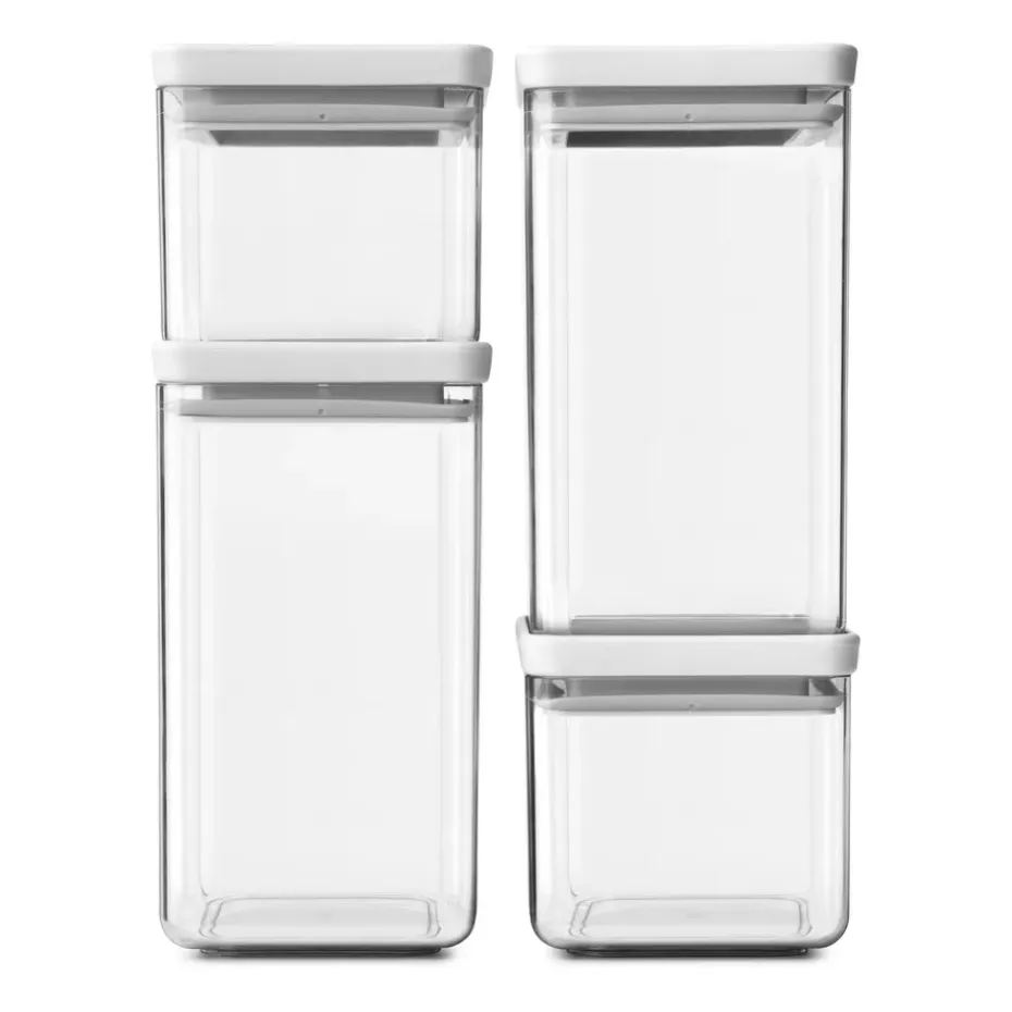 Ensemble de bocaux de rangement carrés TASTY+, Gris clair