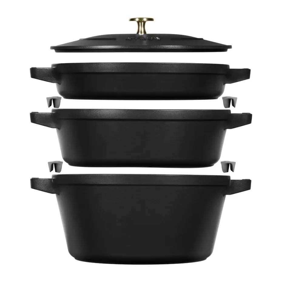Ensemble de casseroles et poêles empilables Staub 5 pièces, Noir