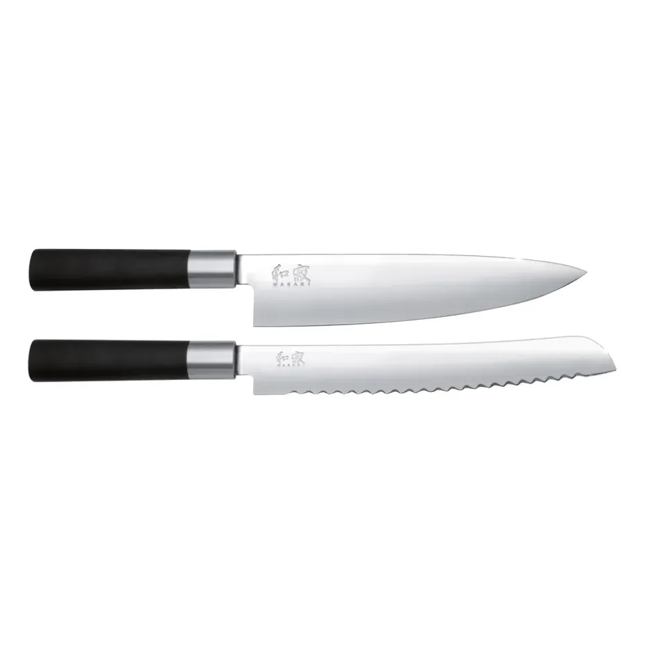 Ensemble de couteau de cuisine et à pain Kai Wasabi Black, 2 pièces
