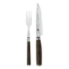 Ensemble de couteau et fourchette Kai Shun Premier, Chrome-marron