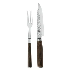 Ensemble de couteau et fourchette Kai Shun Premier, Chrome-marron