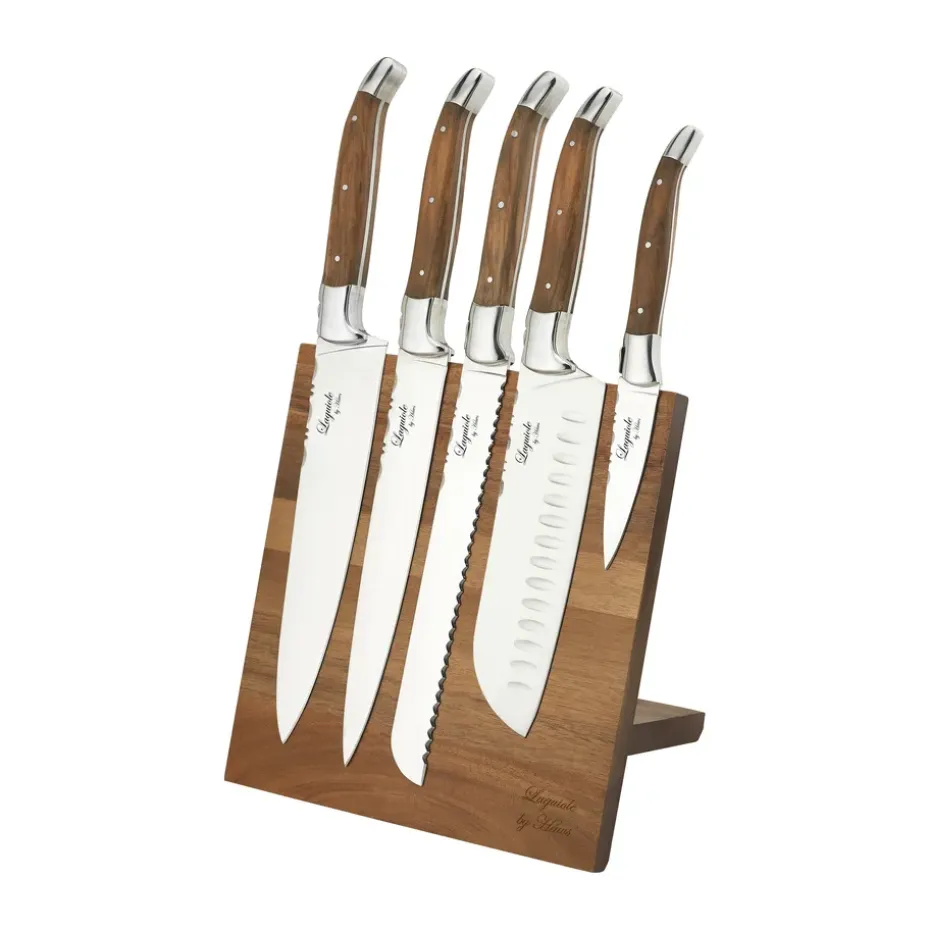Ensemble de couteaux Laguiole By Hâws avec bloc 6 pièces, Olive