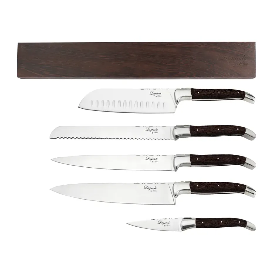 Ensemble de couteaux Laguiole By Hâws avec barre magnétique 6 pièces, Wengé