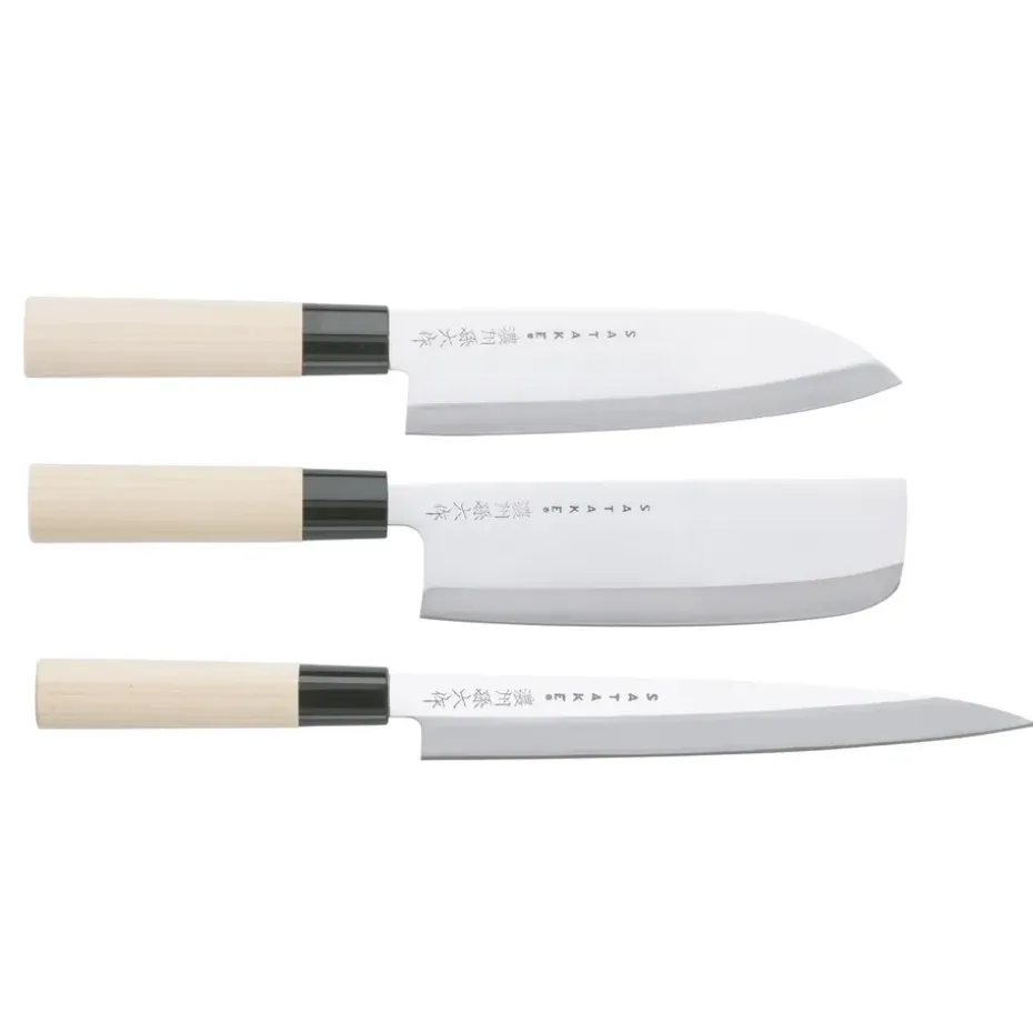 Ensemble de couteaux Satake Houcho nakiri, sashimi & santoku, 3 pièces