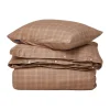 Ensemble de lit Checked Pin Point Oxford 220x220 cm, Brown