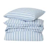 Ensemble de lit Striped Cotton Poplin, White-Blue, 2 örngott