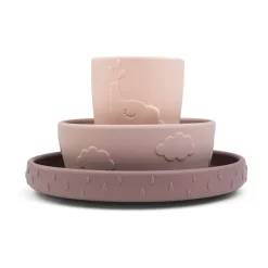 Ensemble de vaisselle pour enfants Deer Friends Stick&Stay, 3 pièces, Poudre