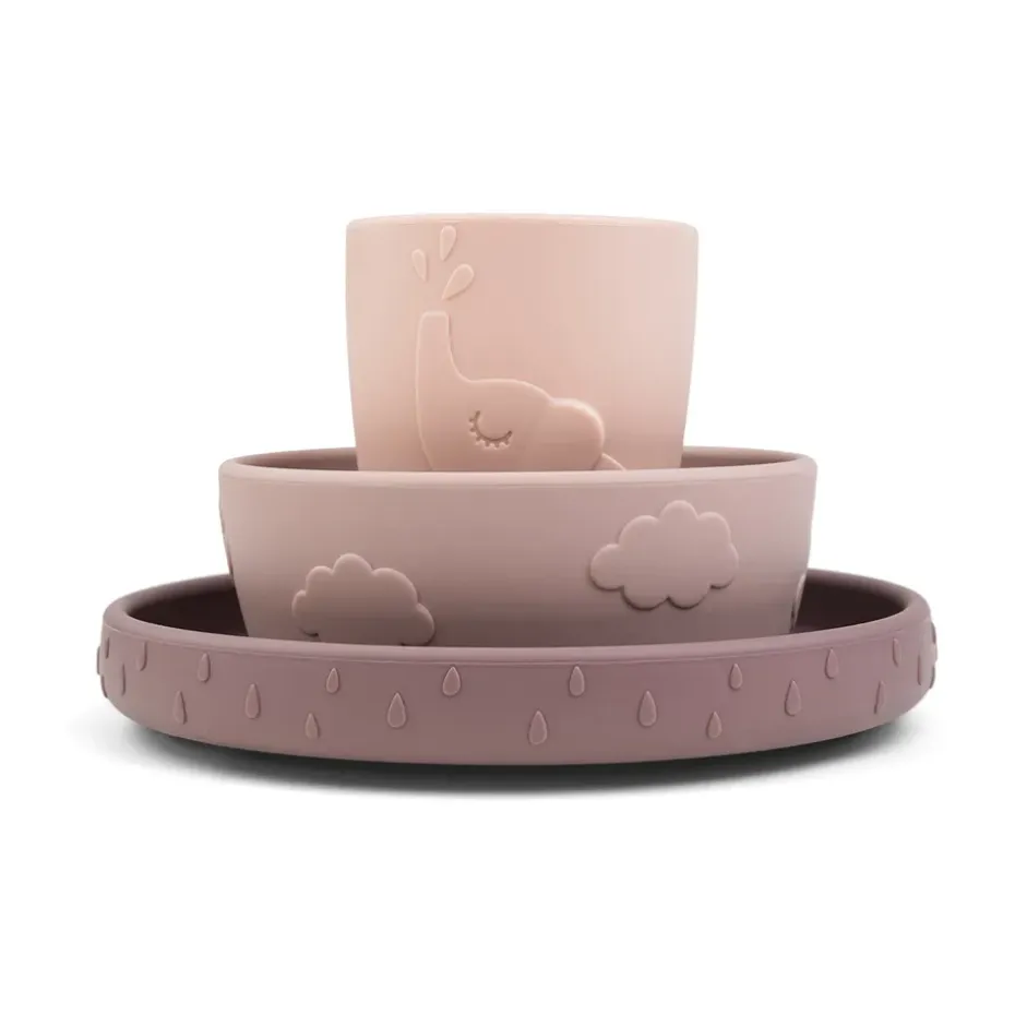 Ensemble de vaisselle pour enfants Deer Friends Stick&Stay, 3 pièces, Poudre