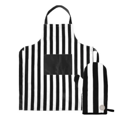 Ensemble tablier et gant de cuisine Aron, Noir-beige