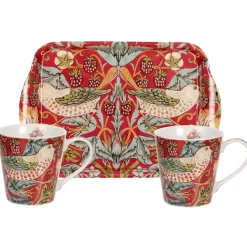 Ensemble tasse et plateau Strawberry Thief, Rouge