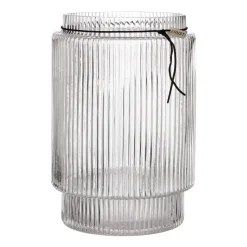Ernst Vase en verre rainuré transparent, Ø19,5 cm x h28 cm