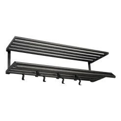 Etagère à chapeaux Tamburin 100cm, Chêne peint noir-noir